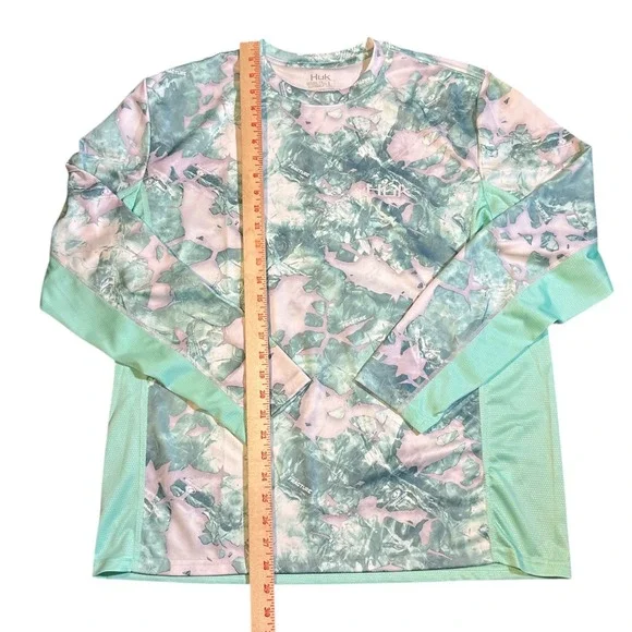 Huk Shirt Men's Large Seafoam Green Camo Mossy Oak Fracture Fishing  Long Sleeve - Picture 4 of 8